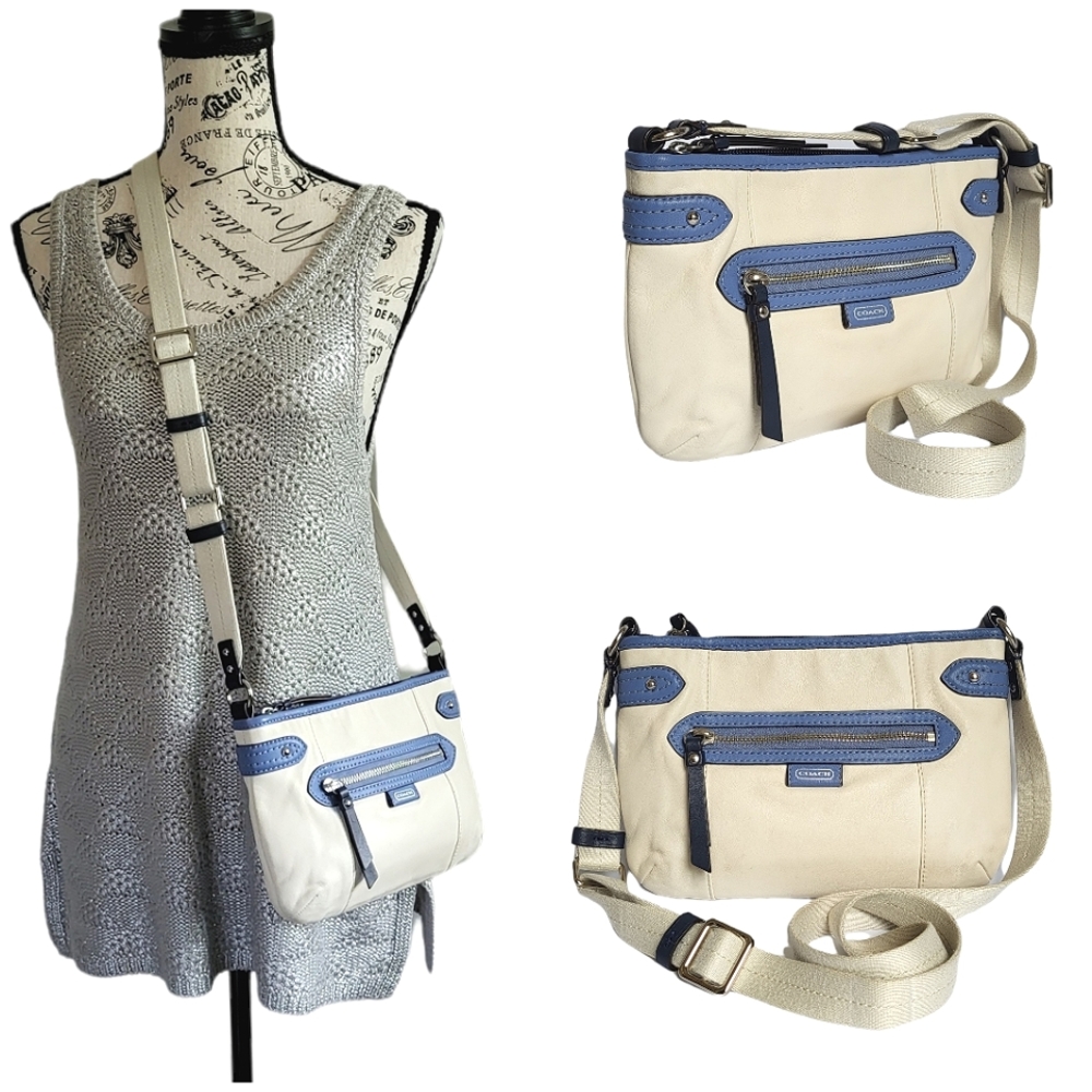 Coach Crossbody Bag with Canvas Strap Swingpack Ivory Blue